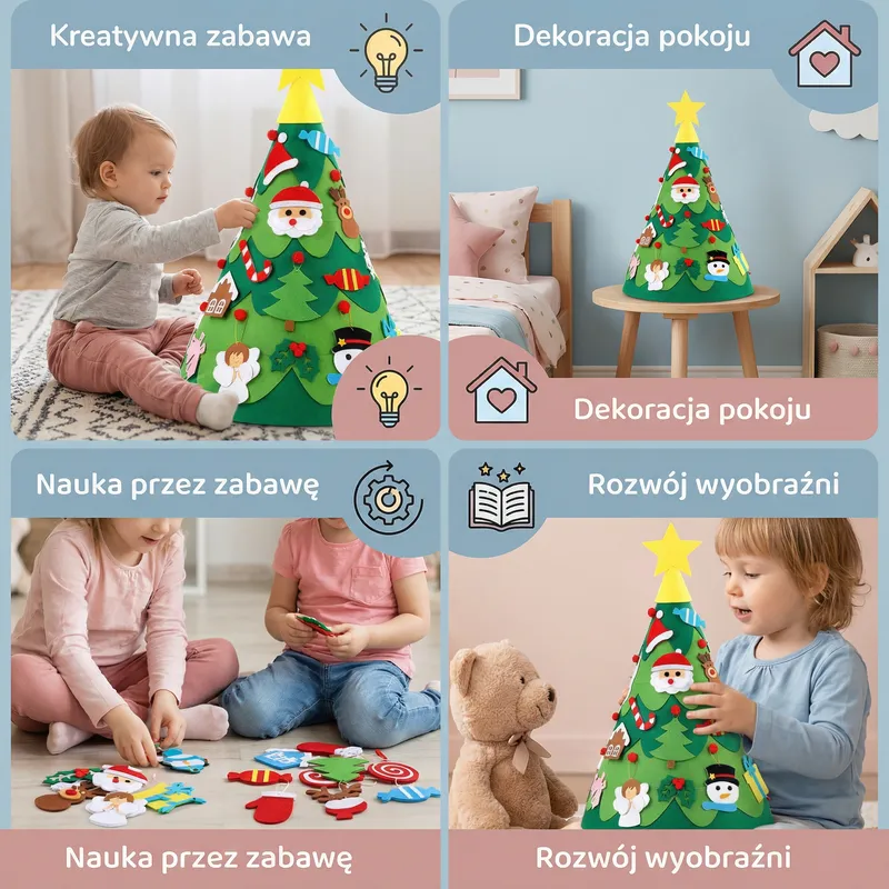 Монтесори 3D коледна елха от филц — снимка 2