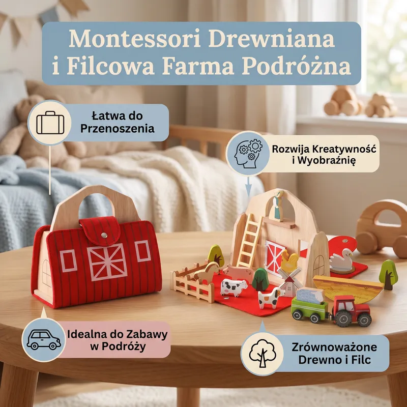 Монтесори дървена и филцова ферма за пътуване — снимка 2