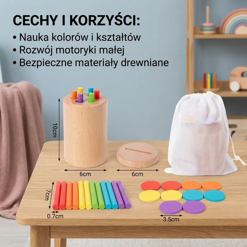 Монтесори дървена игра за сортиране по цветове и форми — снимка 5