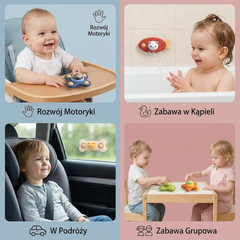 Монтесори въртящ спинер с вендуза, образователна играчка — снимка 3