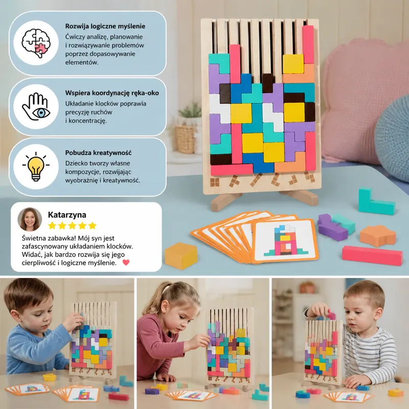 Игра Монтесори с дървени блокчета и форми — снимка 4