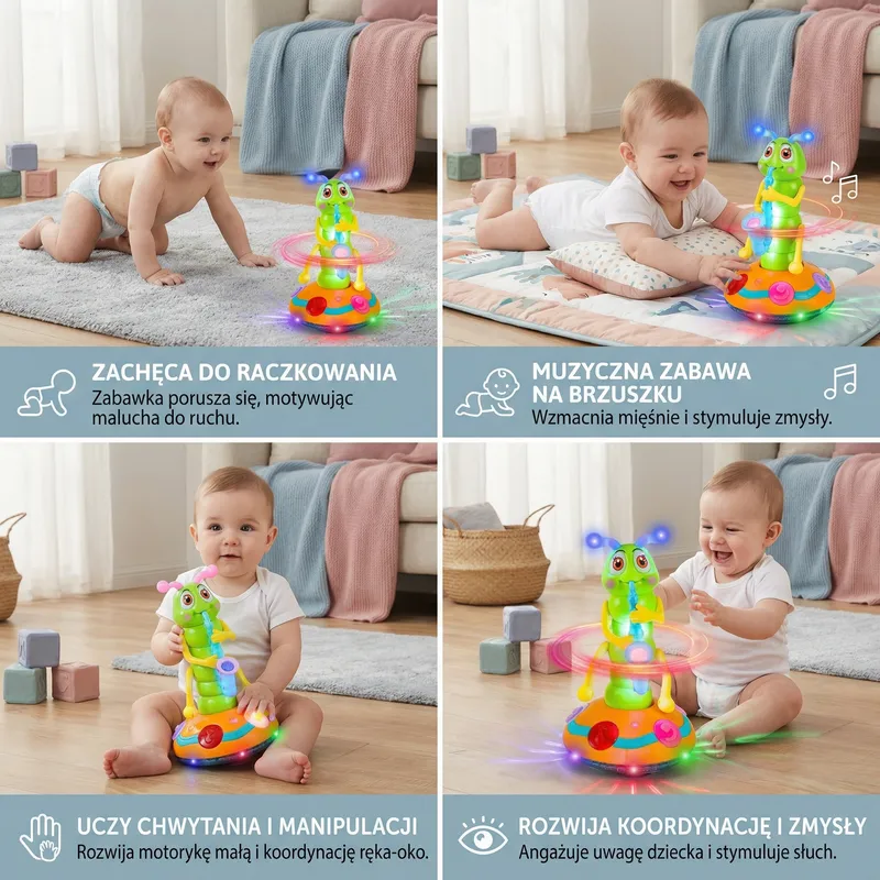 Музикална въртяща се гъсеница със светлини и звук — снимка 2