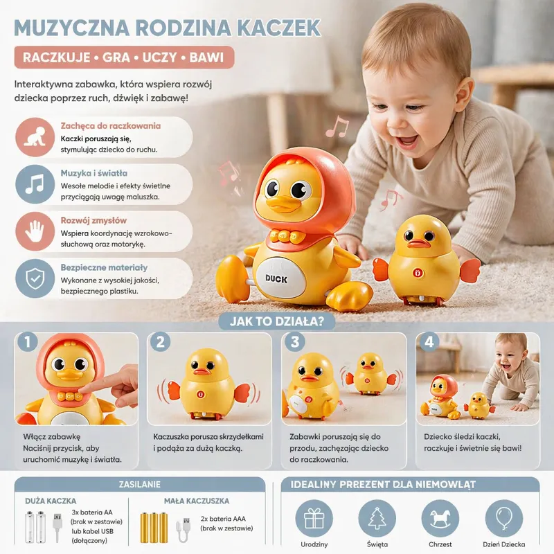 Музикално семейство патета, играчка за пълзене — снимка 2