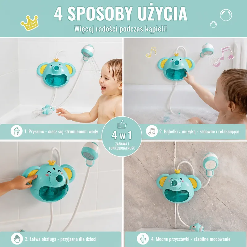 Музикална играчка за баня слонче с балони и душ — снимка 3