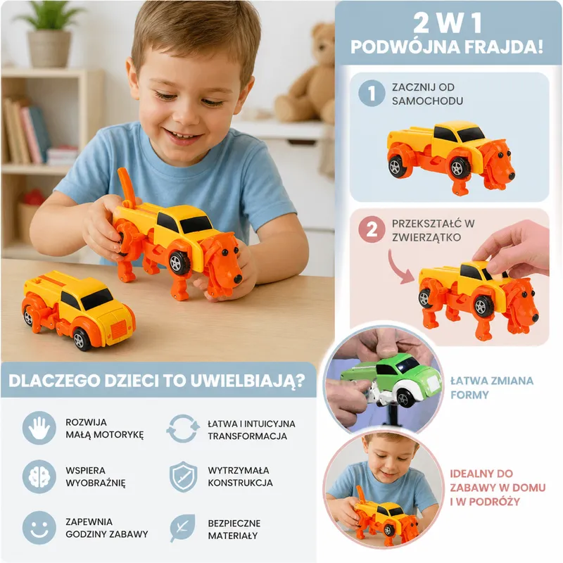 Кола играчка, която се преобразява в животинче — снимка 2