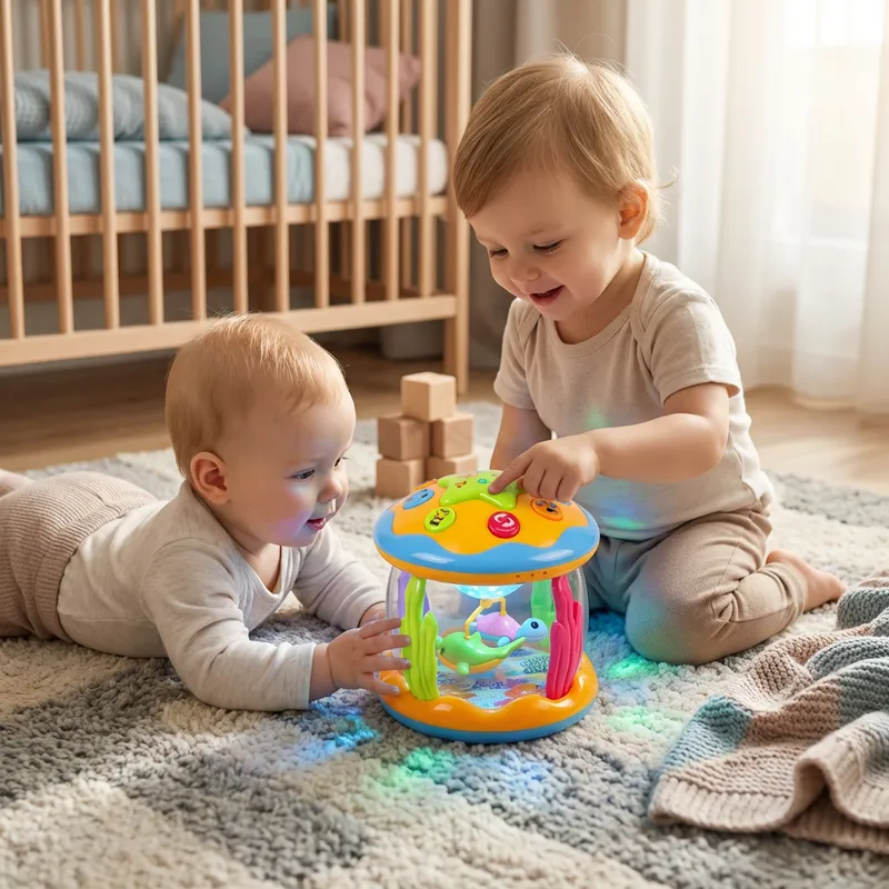 Въртяща се сензорна играчка океан със светлини и музика