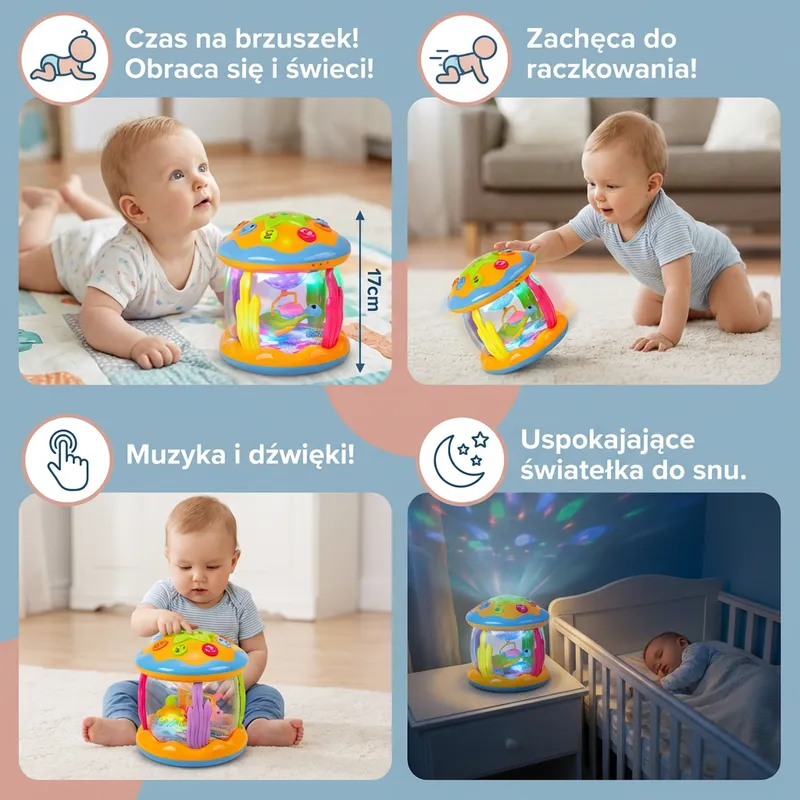 Въртяща се сензорна играчка океан със светлини и музика — снимка 3