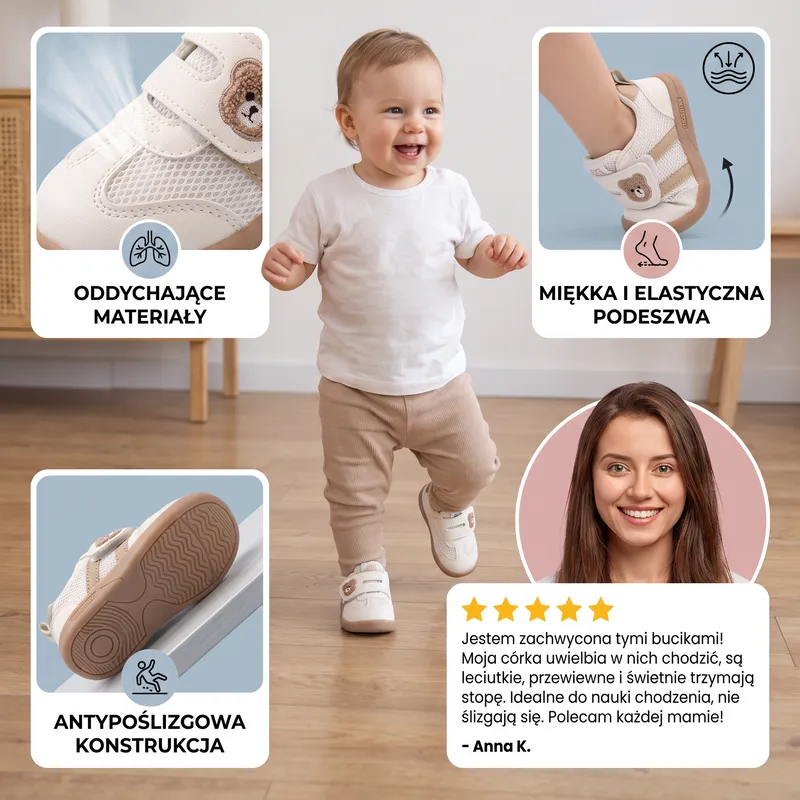 Дишащи бебешки обувки за прохождане с мека подметка — снимка 3
