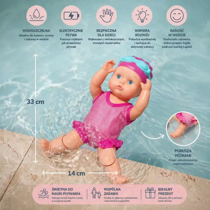Плуваща кукла, водоустойчива играчка за басейн — снимка 5