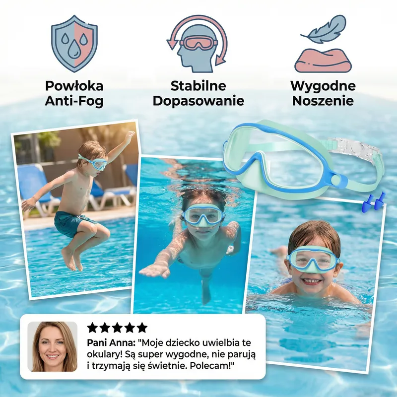 Детски очила за плуване с анти-фог покритие — снимка 4
