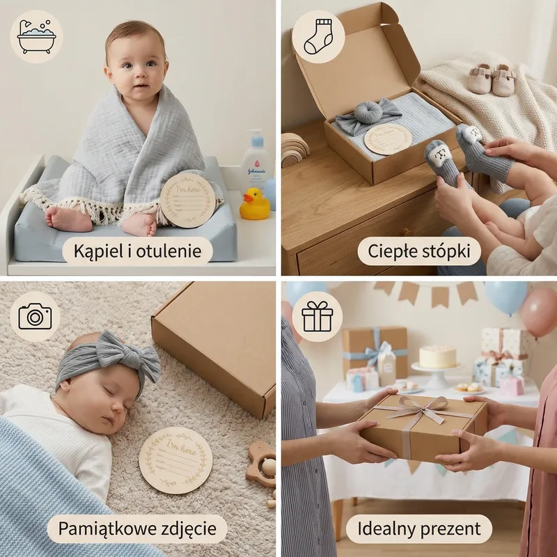 Подаръчен комплект за новородено с кърпа, чорапки и четка — снимка 3