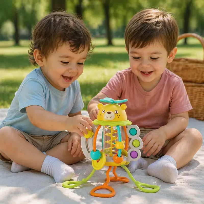 Дрънкалка за дърпане, образователна играчка за бебета