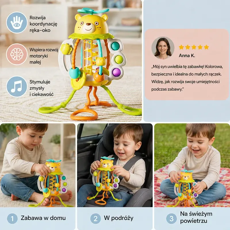 Дрънкалка за дърпане, образователна играчка за бебета — снимка 3