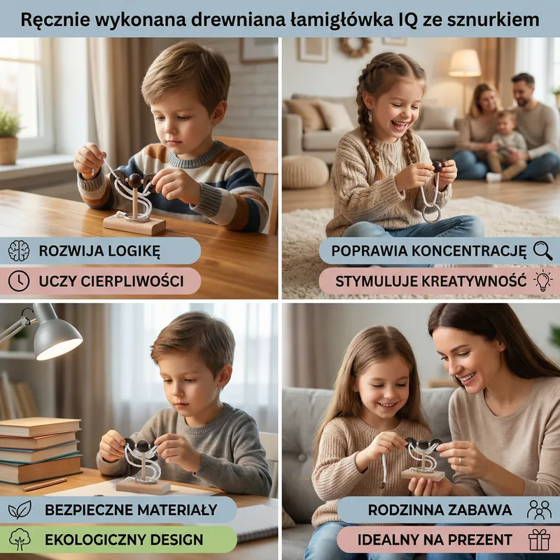 Дървена IQ главоблъсканица с връв за цялото семейство — снимка 3