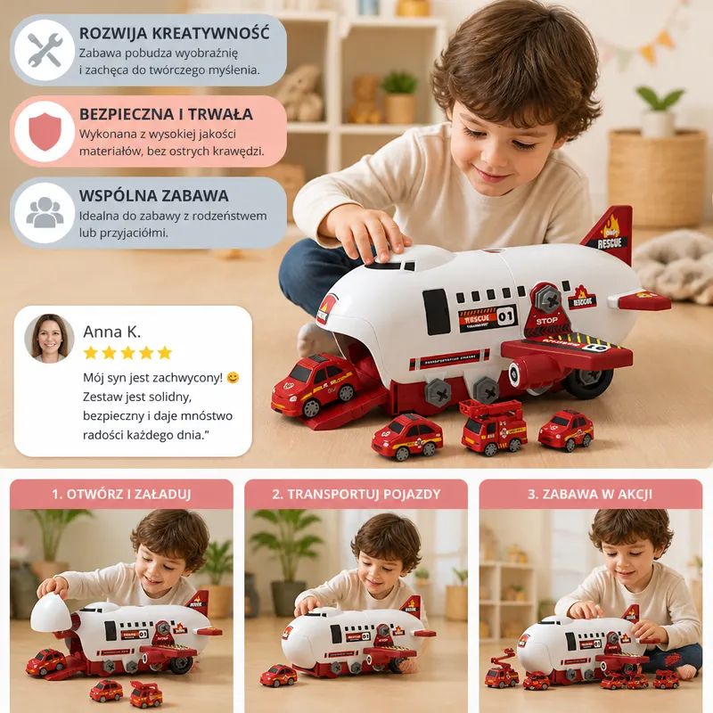 Транспортен самолет DIY с комплект строителни машини — снимка 3