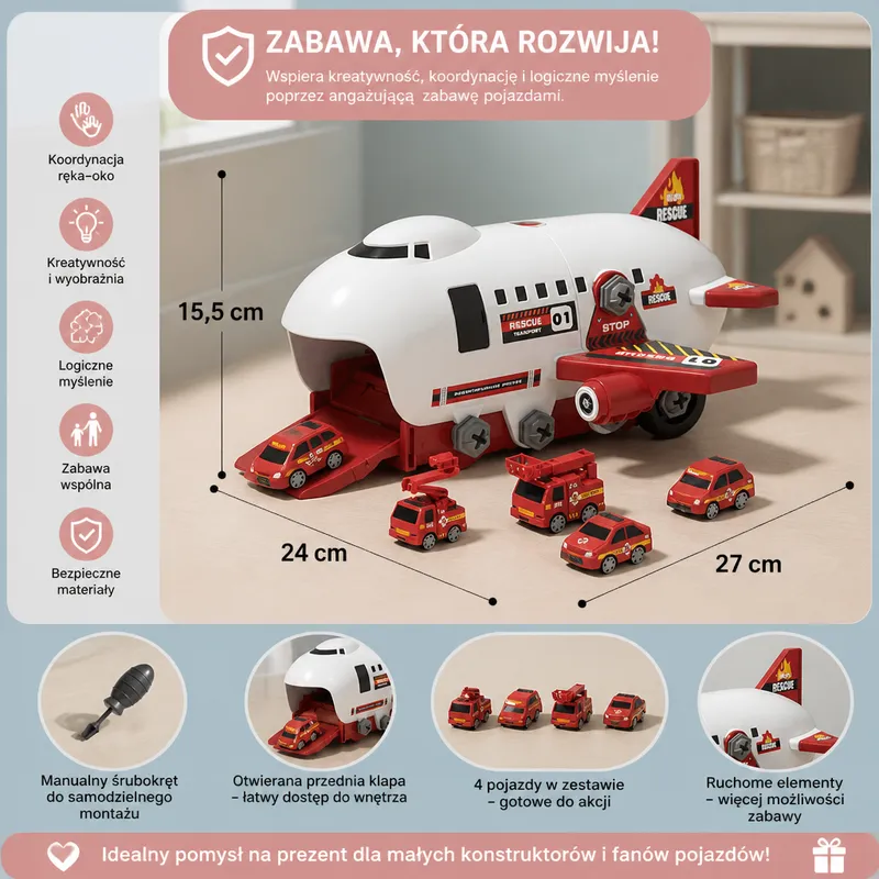 Транспортен самолет DIY с комплект строителни машини — снимка 4