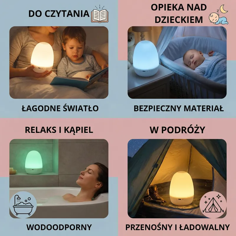 Силиконова LED нощна лампа във формата на яйце — снимка 4