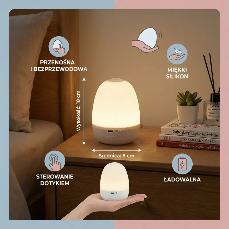 Силиконова LED нощна лампа във формата на яйце — снимка 5