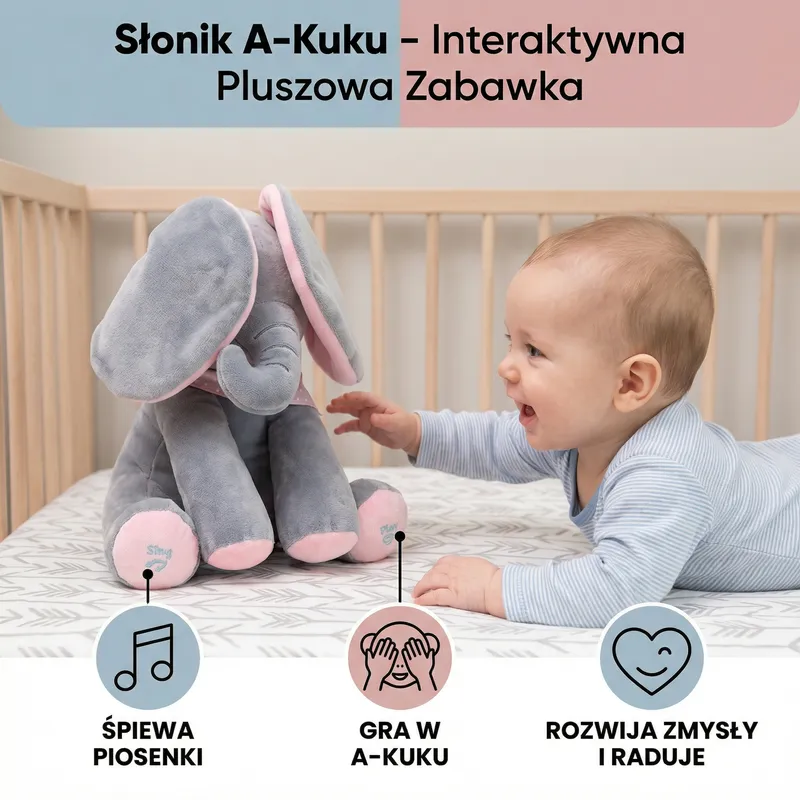 Интерактивна плюшена играчка слонче Ку-ку — снимка 2