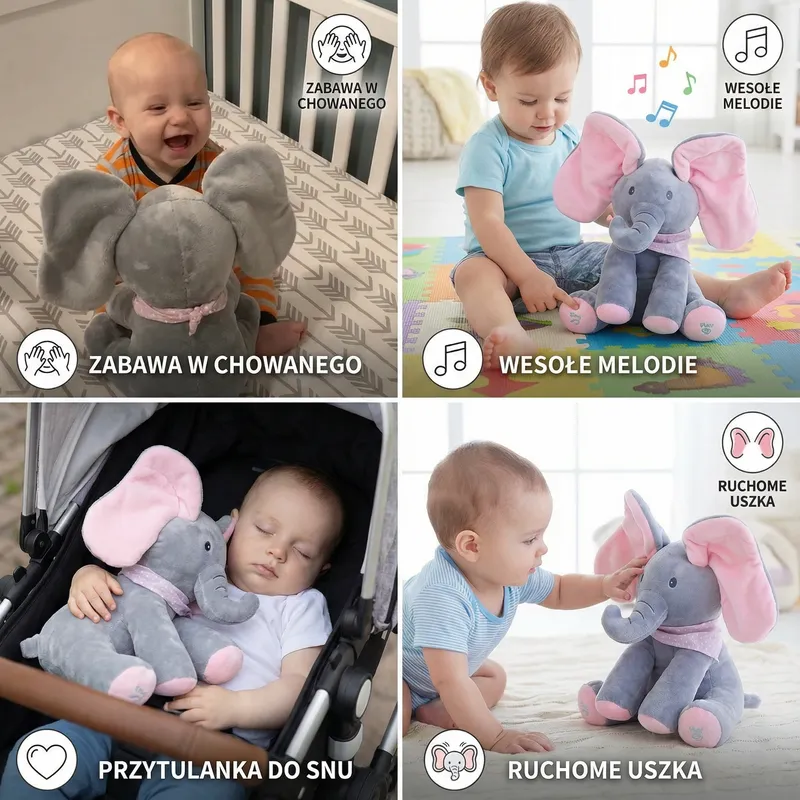 Интерактивна плюшена играчка слонче Ку-ку — снимка 3