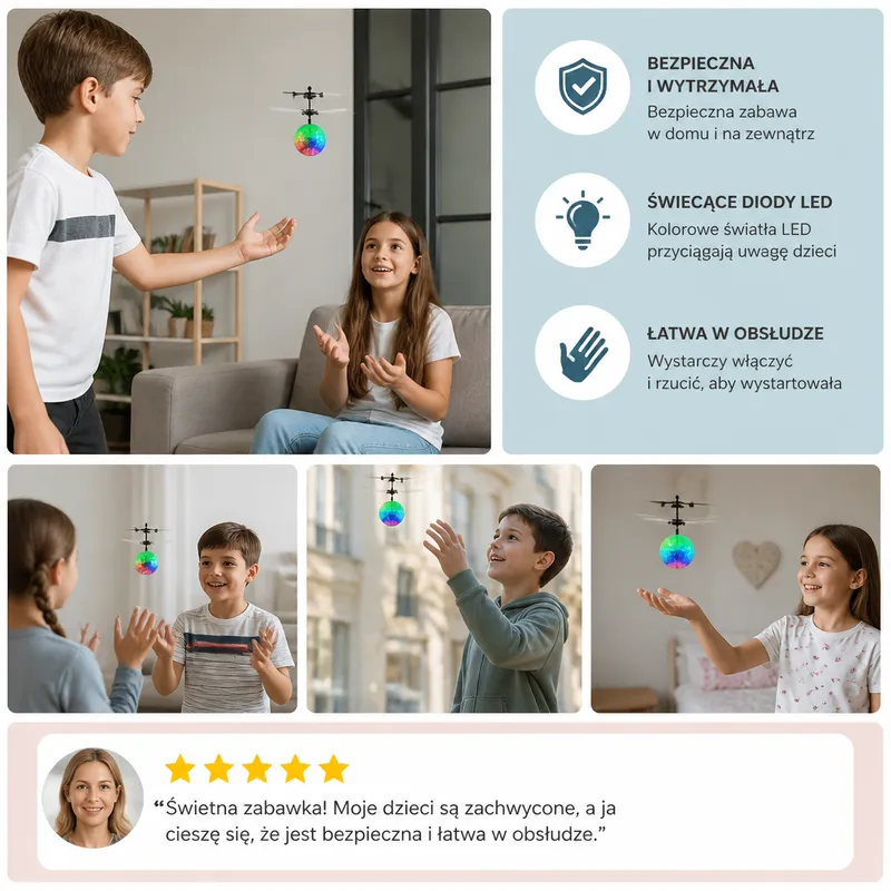 Летяща LED дрон топка с ръчно управление за деца — снимка 3
