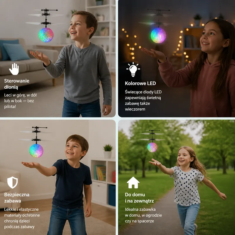 Летяща LED дрон топка с ръчно управление за деца — снимка 4