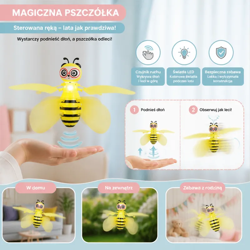 Летяща пчеличка със сензор за движение и LED светлини — снимка 4