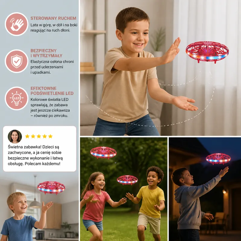 Летящ дрон НЛО с LED светлини и сензор за движение — снимка 3