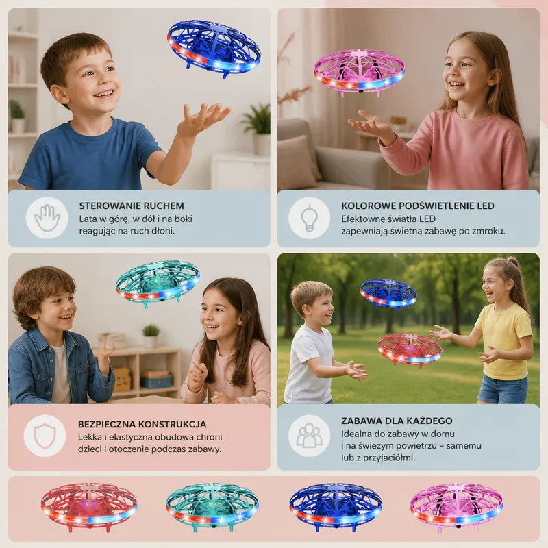 Летящ дрон НЛО с LED светлини и сензор за движение — снимка 4