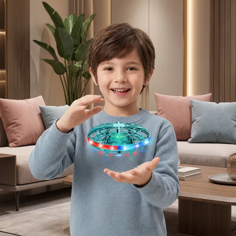 Летящ дрон НЛО с LED светлини и сензор за движение — снимка 7