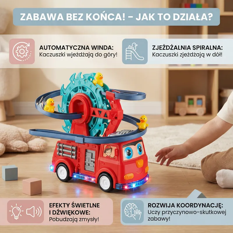 Пожарна кола с пързалящи се патета — снимка 2