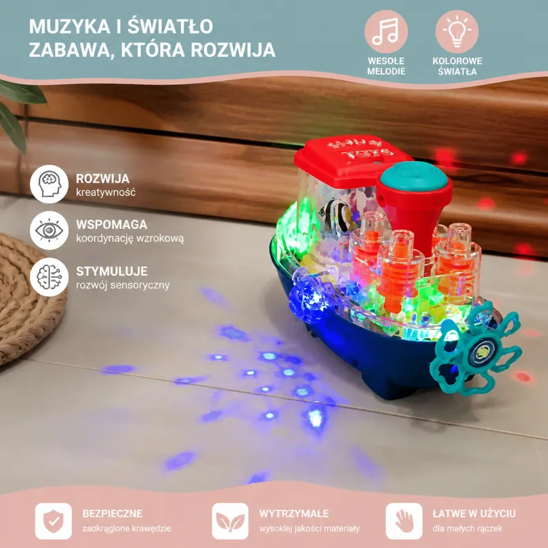 Светеща музикална електрическа лодка играчка — снимка 2