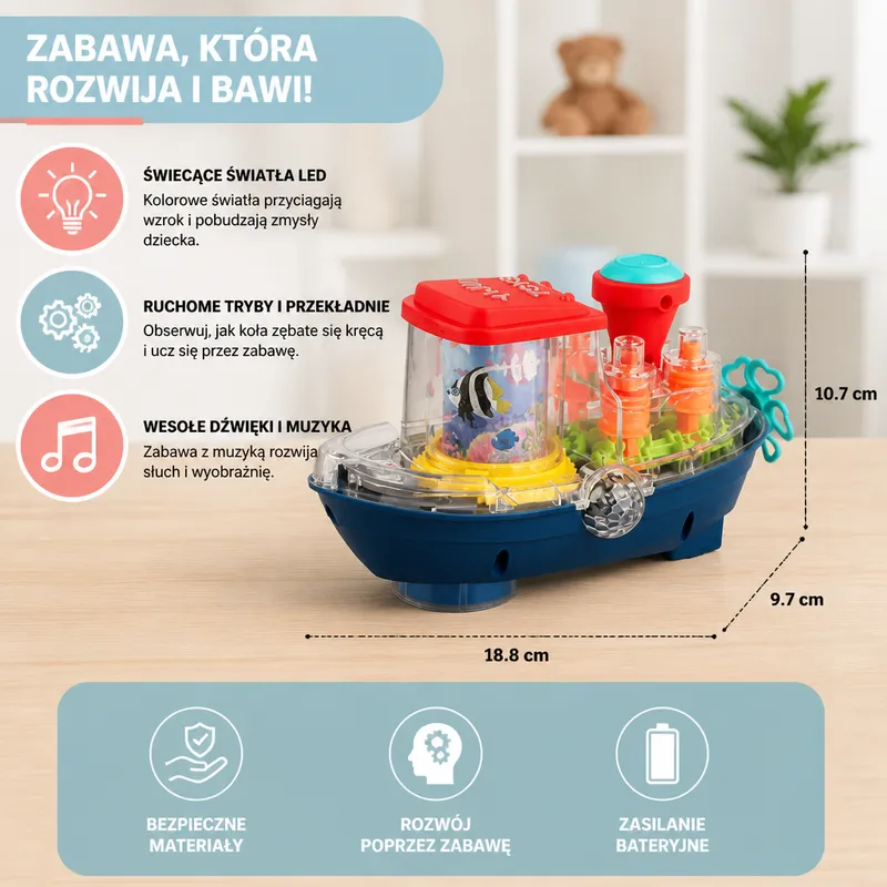 Светеща музикална електрическа лодка играчка — снимка 3