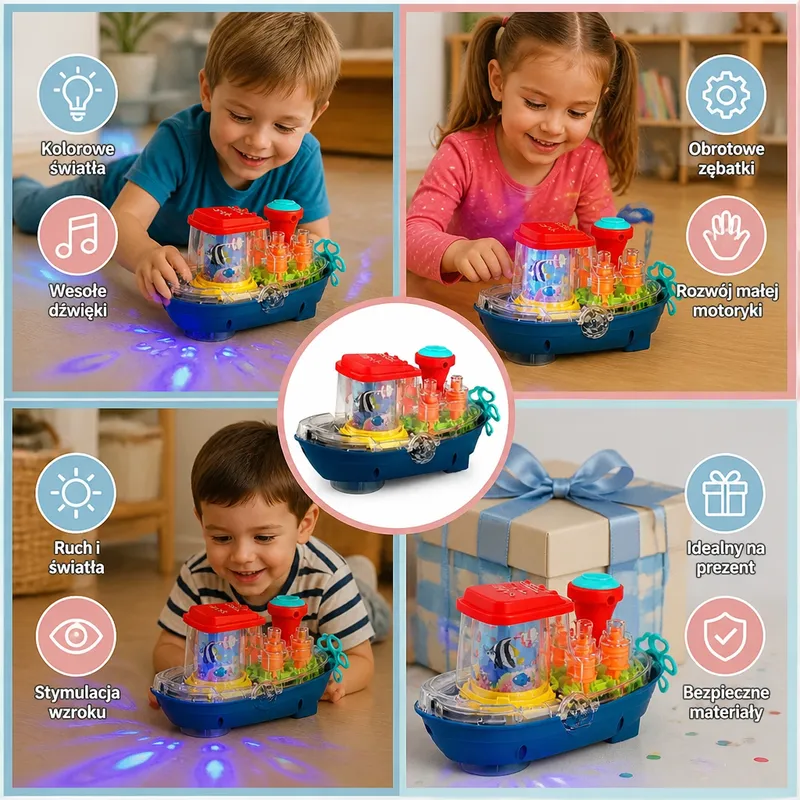 Светеща музикална електрическа лодка играчка — снимка 4