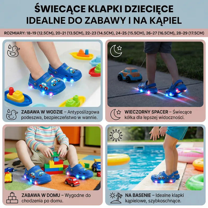 Светещи детски джапанки с колички и неплъзгаща подметка — снимка 3