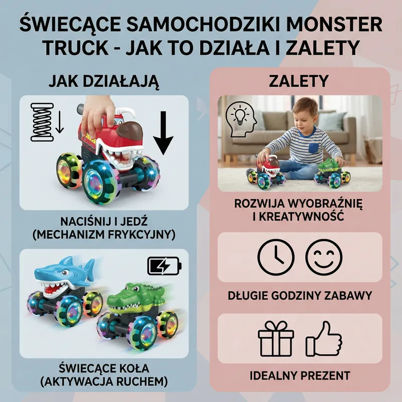 Светещи колички Monster Truck за деца — снимка 2