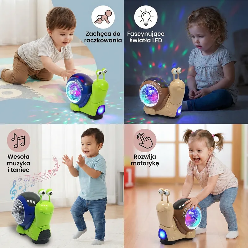 Светещ музикален охлюв играчка за пълзене — снимка 2