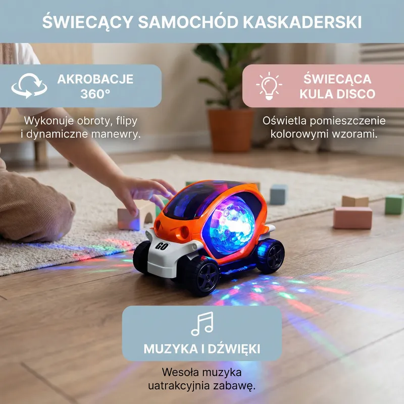 Светеща каскадьорска кола 360° с музика — снимка 2