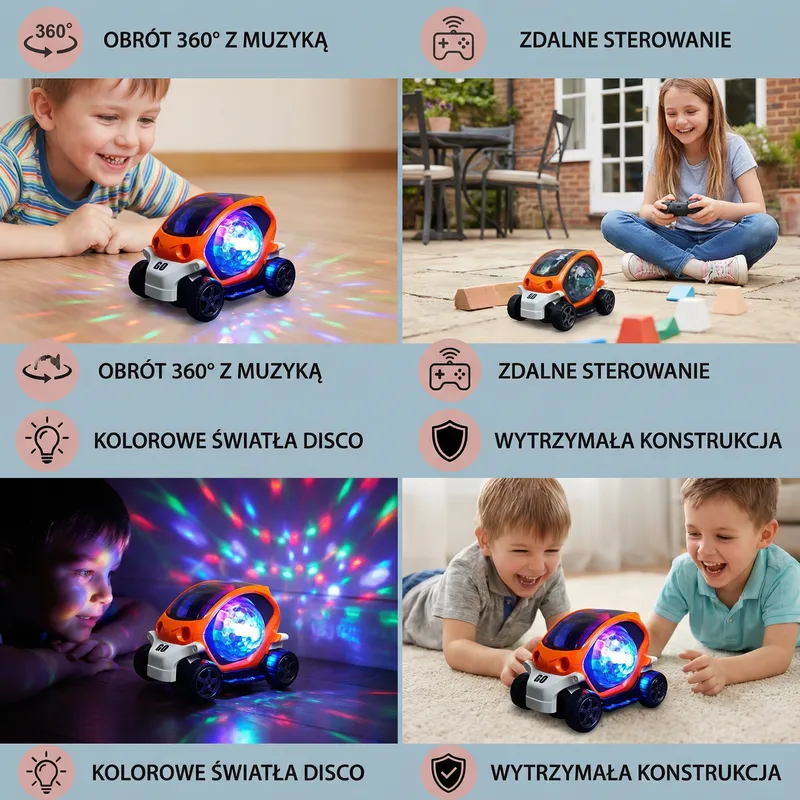 Светеща каскадьорска кола 360° с музика — снимка 3