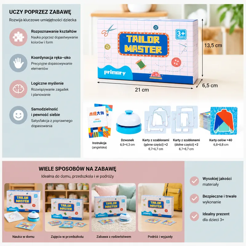 Tailor Master дървена игра за напасване на форми — снимка 5