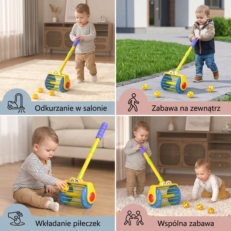 Играчка прахосмукачка за бутане с топки за малки деца — снимка 4
