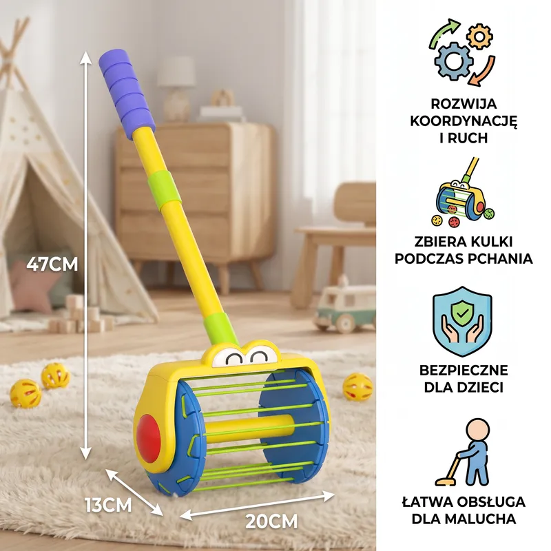 Играчка прахосмукачка за бутане с топки за малки деца — снимка 5