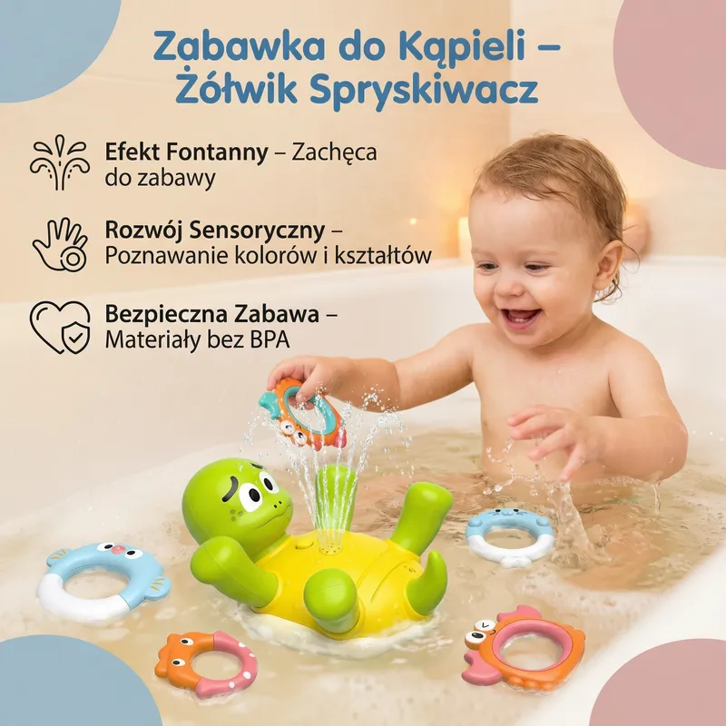 Играчка за баня костенурка с фонтан за бебета — снимка 2