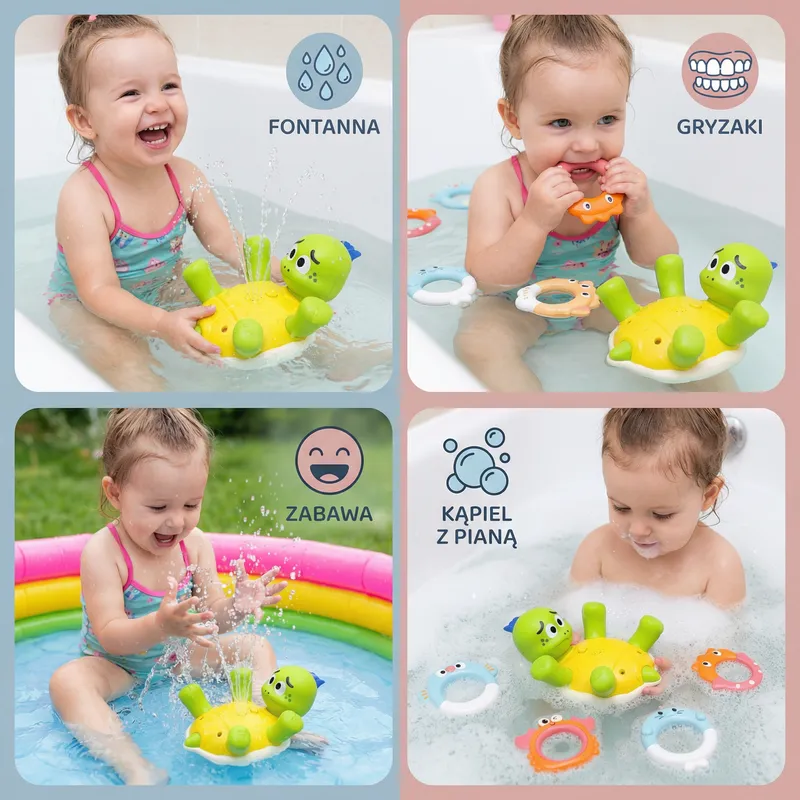 Играчка за баня костенурка с фонтан за бебета — снимка 3