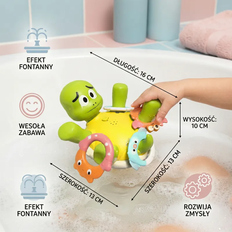 Играчка за баня костенурка с фонтан за бебета — снимка 4