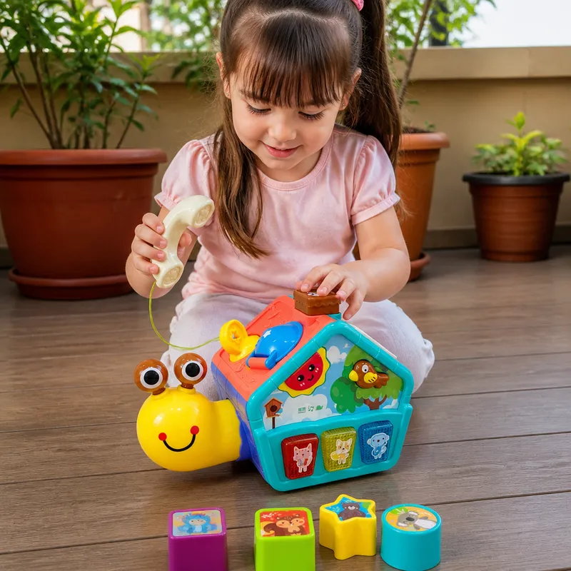 Образователна играчка охлюв с телефон, сортер и звуци — снимка 2