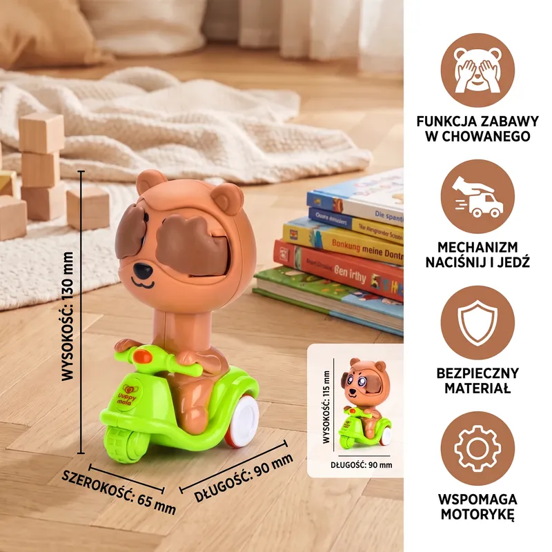 Играчка мотор с животинче натисни и карай, игра на криеница — снимка 5