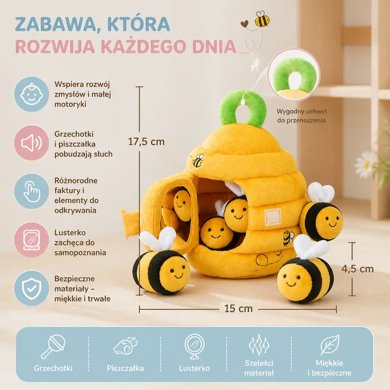 Сензорна играчка кошер с калинки, дрънкалки и огледалце — снимка 4