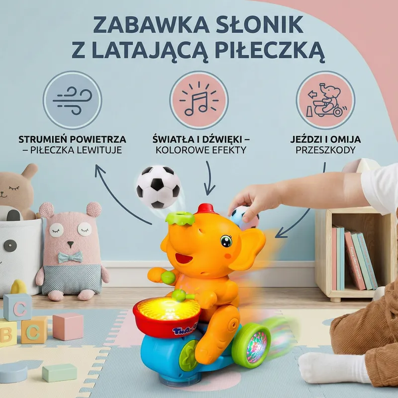 Играчка слонче с летящо топче — снимка 2