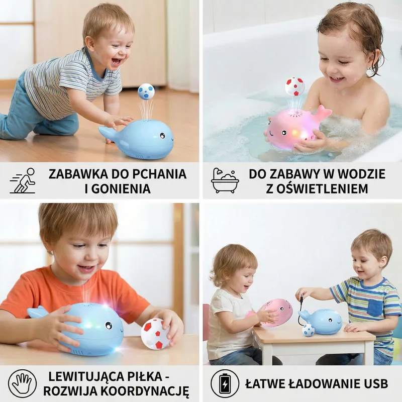 Играчка кит с носеща се във въздуха топка — снимка 2